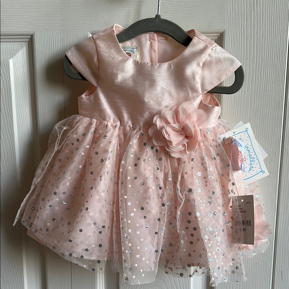 Pink Baby Dress with Silver Accents